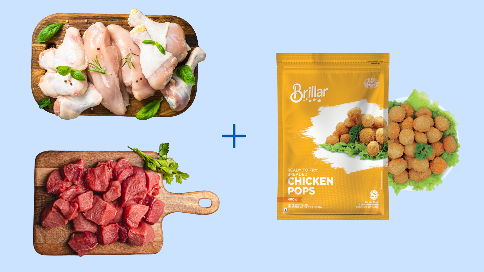 Kepco Special Chicken (500g) + Beef Curry Cut (500g) + Cheesy Pop