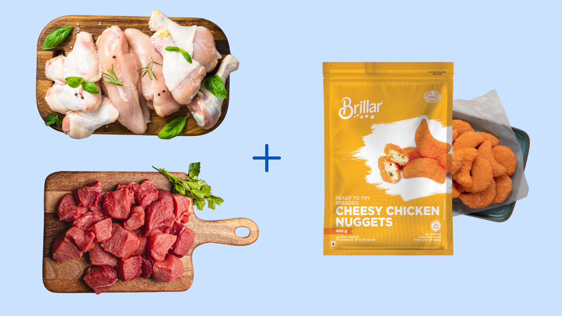 Kepco Special Chicken (500g) + Beef Curry Cut (500g) + Cheesy Nuggets